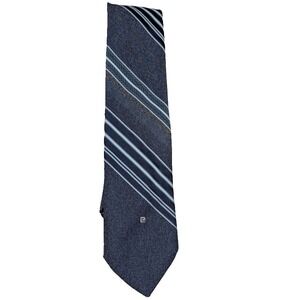 Pierre Cardin Men's Striped Necktie Blue White Short Length Polyester Dress Tie
